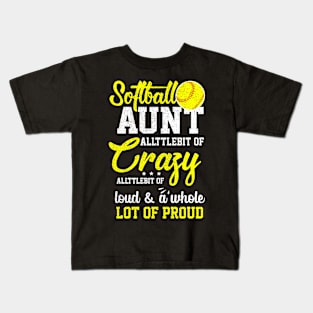 Softball Aunt Proud Aunt Of A Softball Player Aunt Kids T-Shirt